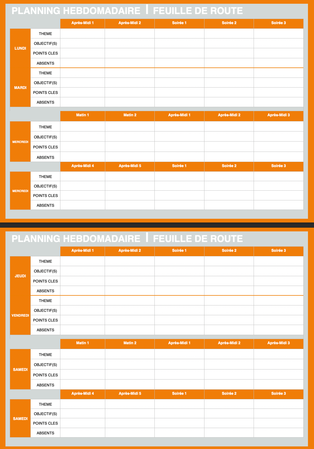 UC3 - Planning Hebdomadaire