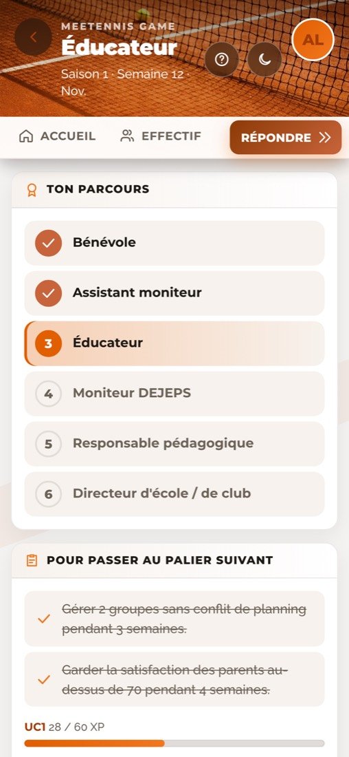 Le parcours de carrière sur iPhone
