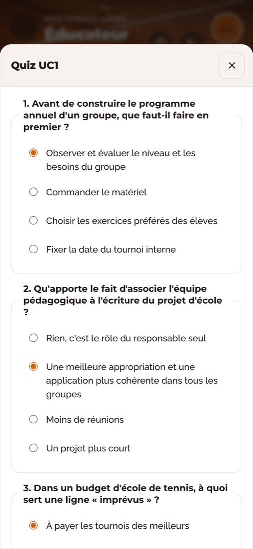 Le quiz UC1 sur iPhone