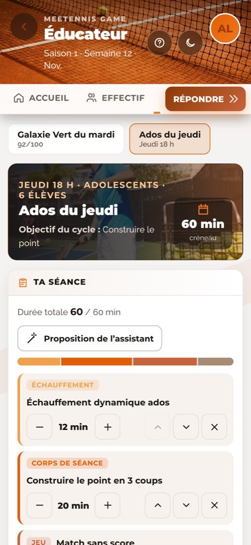 Préparation d’une séance pour le groupe Ados sur iPhone