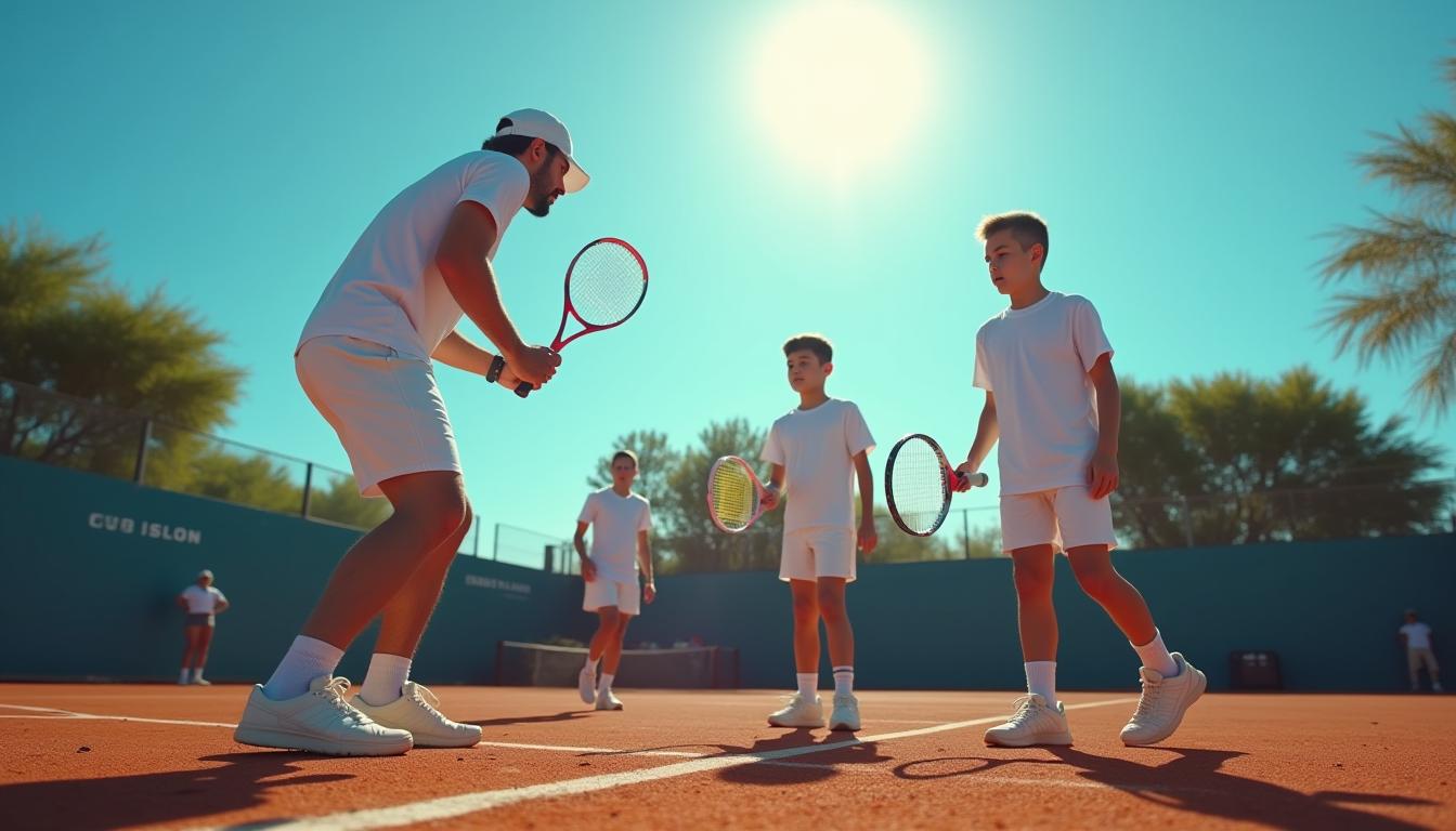Young tennis player with coach